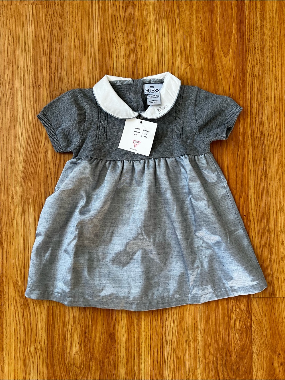 NWT Vintage Guess Kids Gray Peter Pan Collar Dress